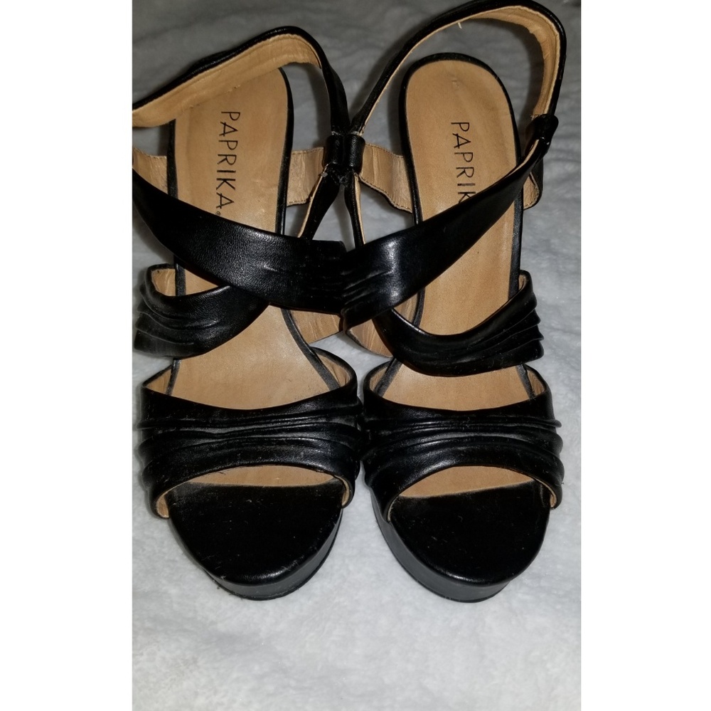 Black strappy sandal heels